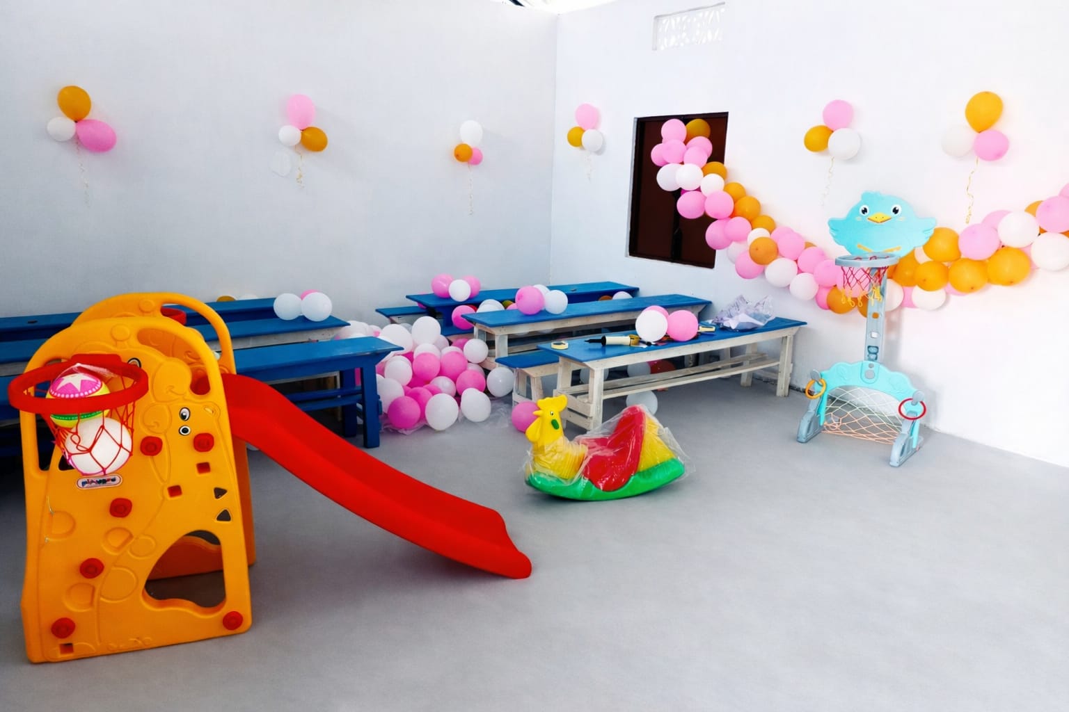 Classroom with learning equipment at Gyan Valley Senior Secondary School
